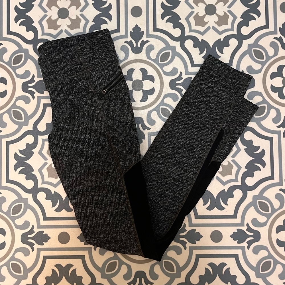 athleta girl black speckled leggings 12